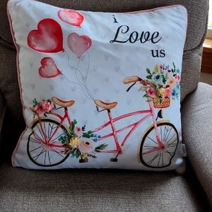 Decorative Pillow cover with Bicycle and Heart Design